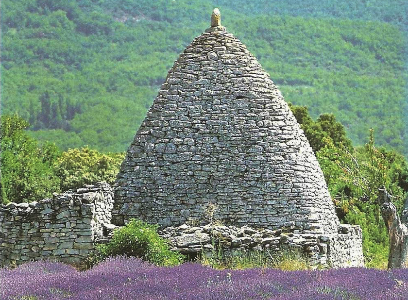 Cabanon pointu au lieudit Garuse  Saignon (Vaucluse), vue de la partie arienne.